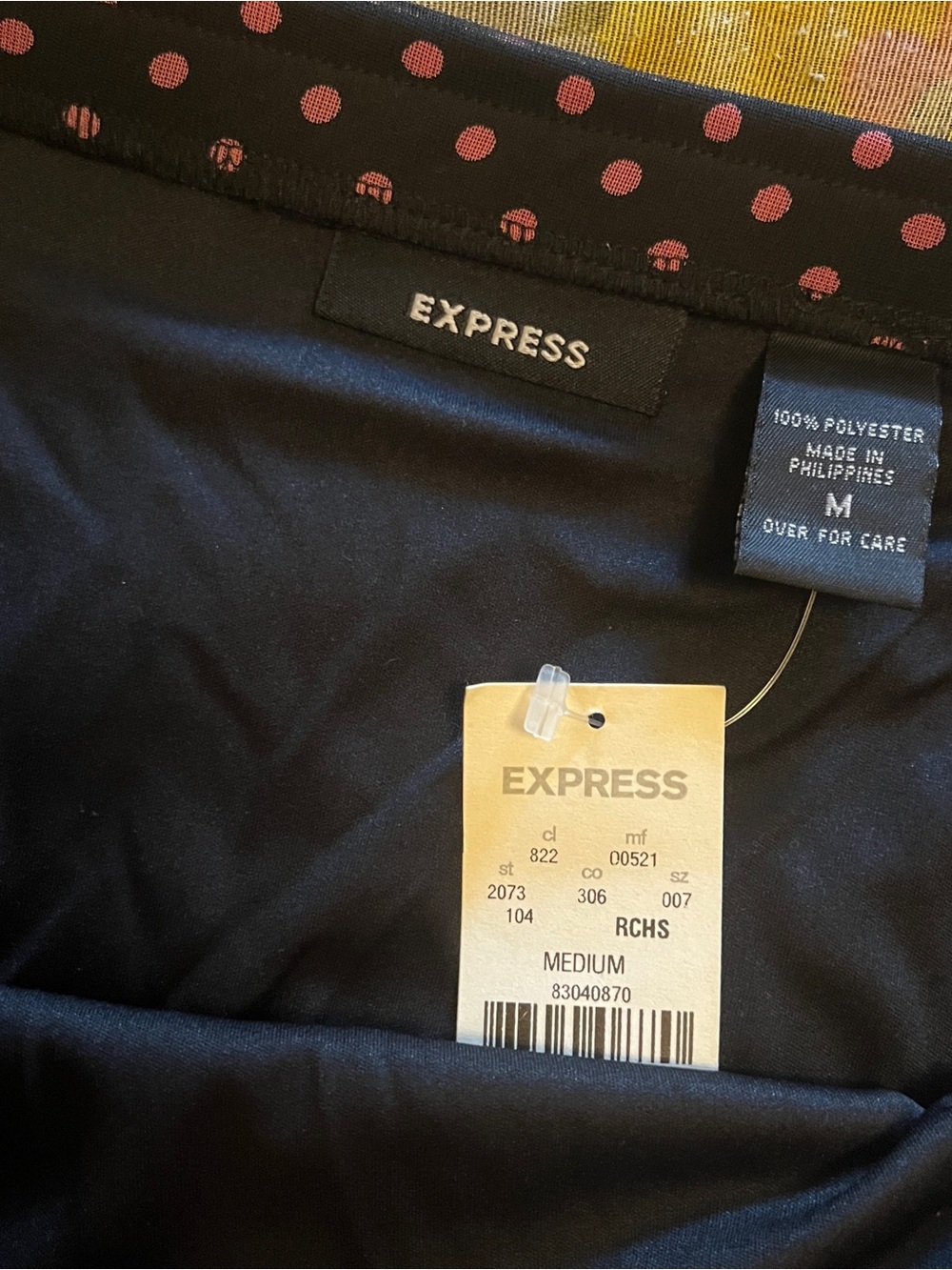 Y2K NWT Express Black & Pink Polka Dot A-Line Skirt - Picture 8 of 8